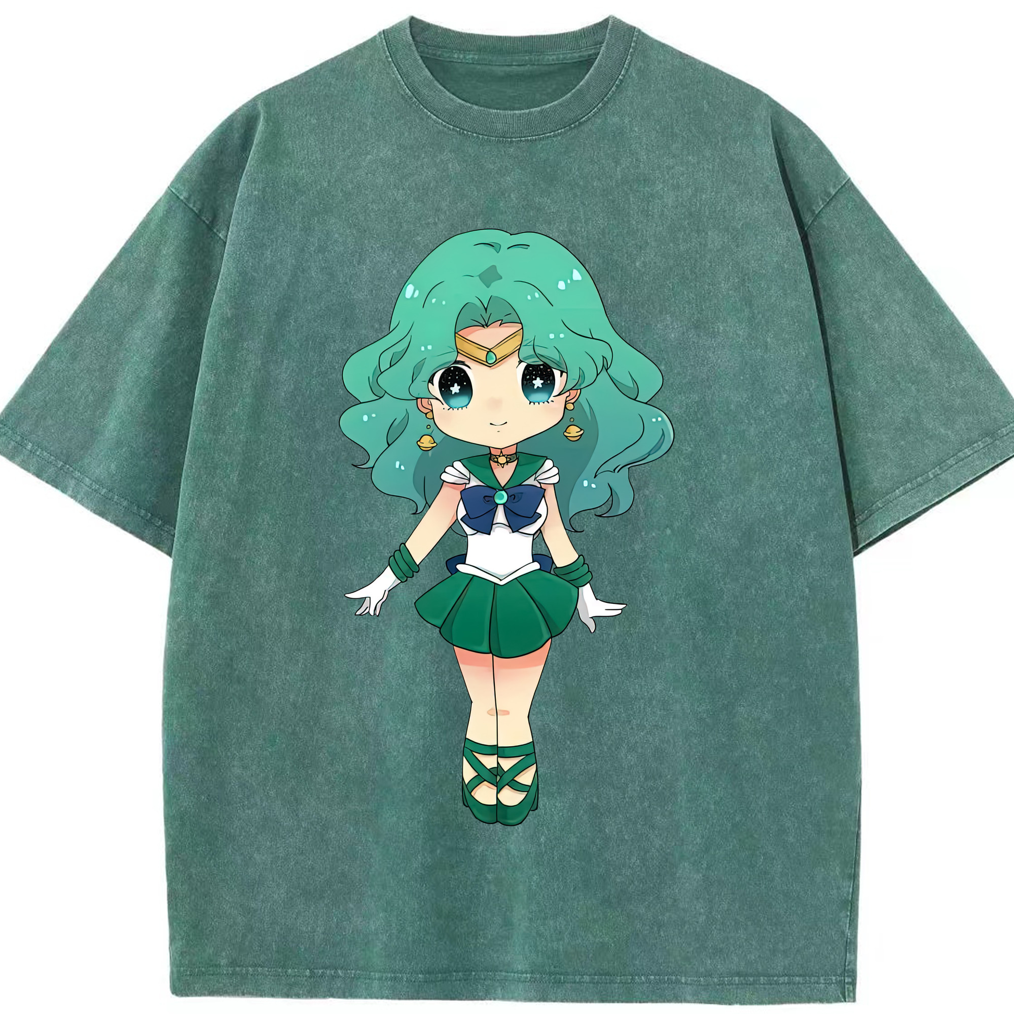 （画像用） 美少女戦士セーラームーン 海王 みちる（かいおう みちる） Sailor Moon Kaiou Michiru 綿100% ヴィンテージ風 半袖Tシャツ（フロントプリント）